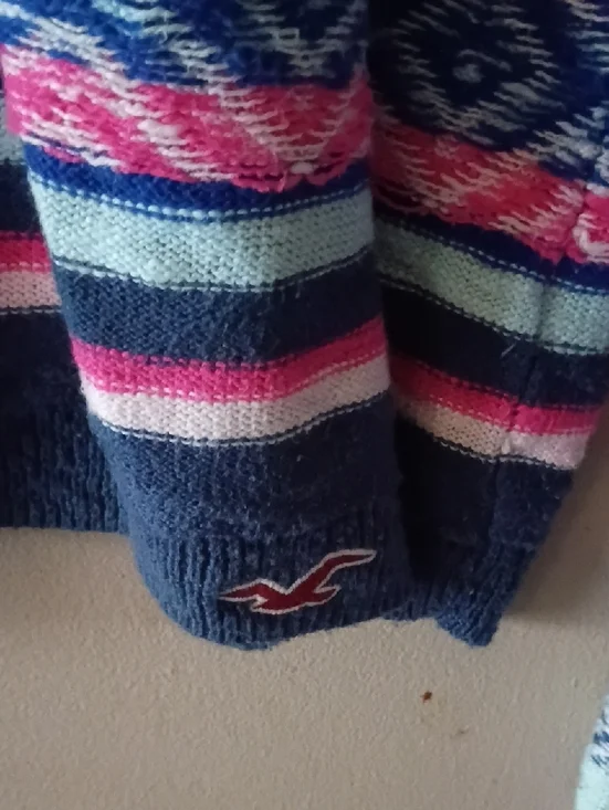 Hollister Striped Crewneck Sweater in Navy, Pink & Mint - Picture 3 of 3